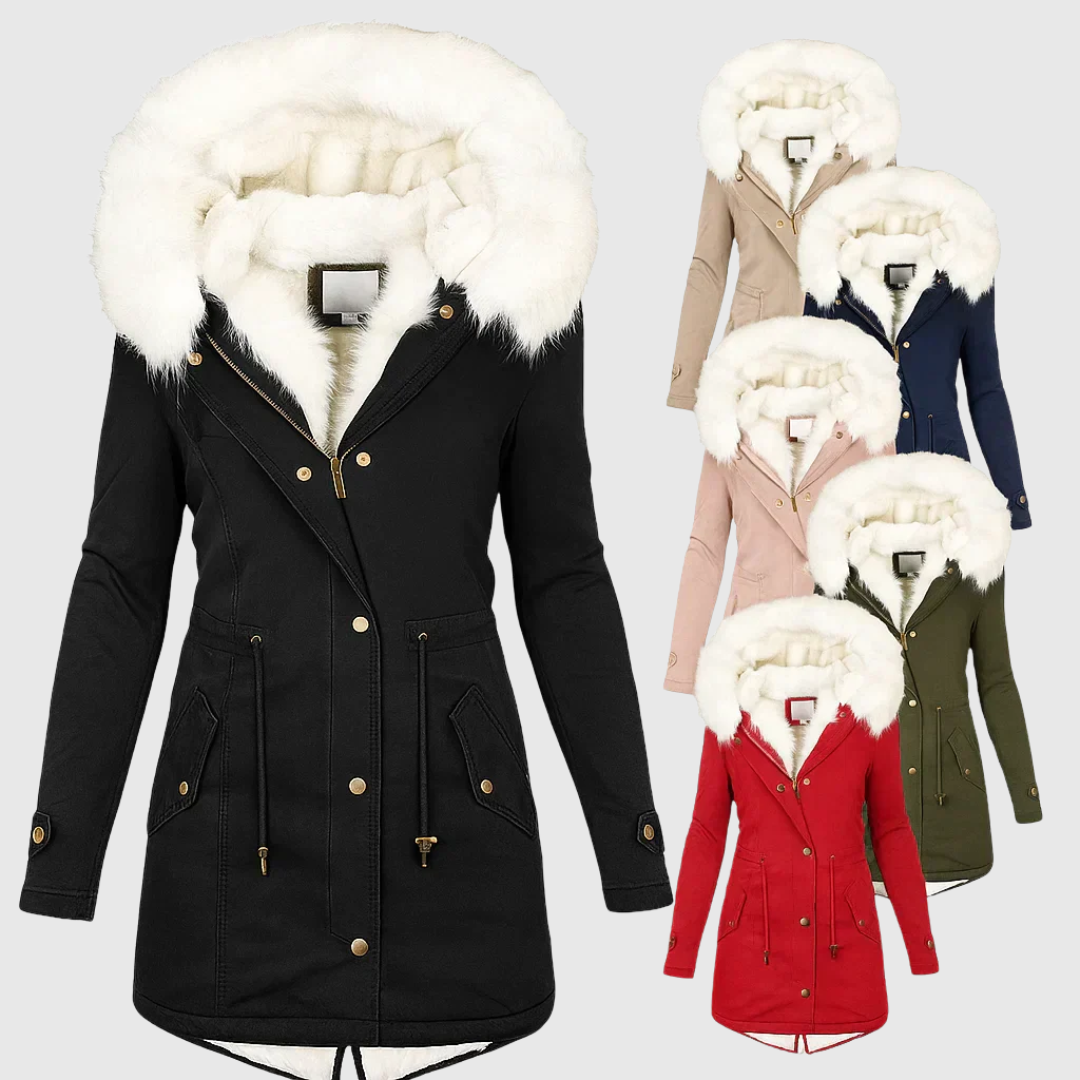 Marie | Luxe warme winterjas met zachte bontvoering