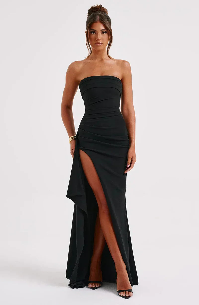 Scarlette - Gedraaide Schouderloze Maxi Jurk