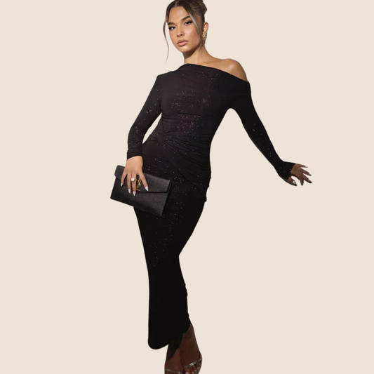 Marélle | Glinsterende maxi-jurk met elegante pasvorm